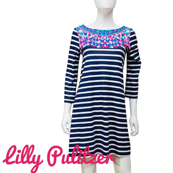 Lilly Pulitzer Island Medallion Striped Dress [H9] - Picture 1 of 9